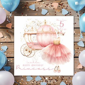 Tarjeta de cumpleaños personalizada de la Princesa Cenicienta rosa, niña especial, cumpleañera, edad y nombre: hija/hermana/sobrina/nieta/amiga