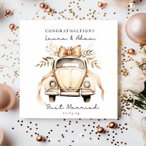 Carte personnalisée de félicitations pour le jour du mariage des mariés, carte de mariage de M. et Mme pour l'heureux couple, cadeau de mariage