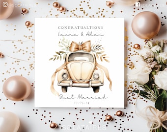 Personalised congratulations just married wedding day card for bride and groom, Mr and Mrs wedding card for the happy couple,Wedding gift
