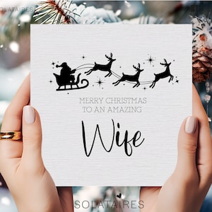 Frohe Weihnachten an eine erstaunliche Frau Karte, Weihnachtskarte Frau, Luxus-Weihnachtskarte für Frau, Weihnachtskarte für Partner, Weihnachtsmann Schlitten