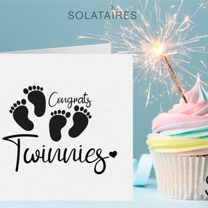 Tarjeta para nuevos bebés gemelos, tarjeta para gemelos, tarjeta de felicitación sencilla para bebés gemelos, tarjeta para bebés gemelos, tarjeta de felicitación para bebés gemelos niña/niño