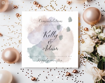 Personalisierte Glückwunschkarte zum Hochzeitstag für die Braut und den Bräutigam, Mr and Mrs Hochzeitskarte für das glückliche Paar, Happily Happy bis ans Ende der Karte