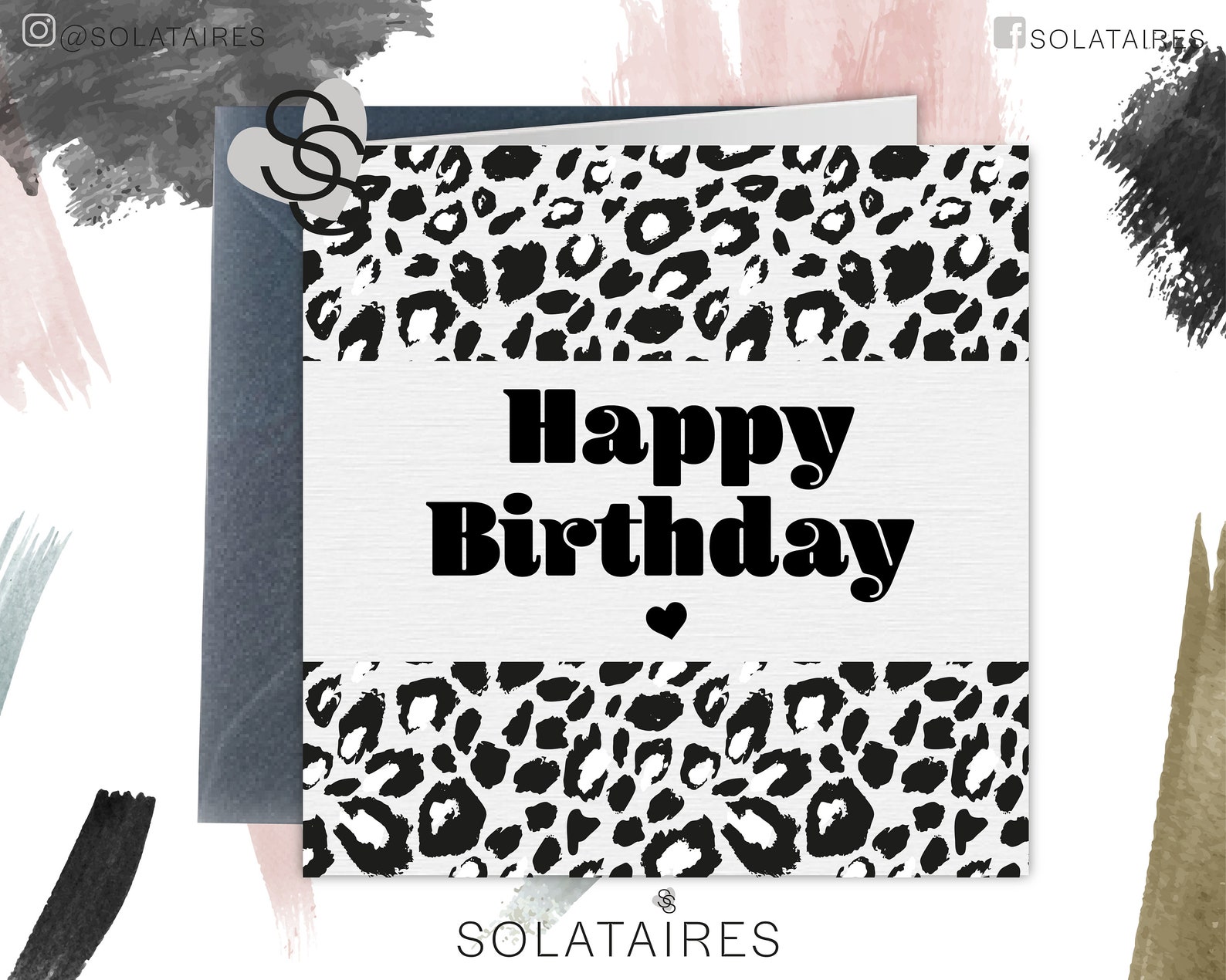 Happy Birthday Leopard Print Card for Her Uk Simple Cute - Etsy