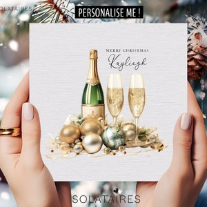 Tarjetas de Navidad personalizadas, tarjeta de Feliz Navidad, tarjeta de champán, tarjeta de bola de discoteca para ella, hija/nieta/sobrina/hermana/mejor amiga
