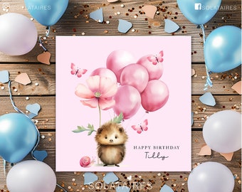 Personalised happy birthday girl card, Little girl birthday card, Pink birthday card - Daughter/Granddaughter/niece/goddaughter/Best friend