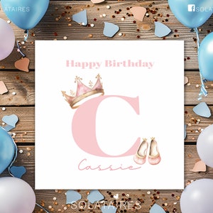 Carte d'anniversaire personnalisée pour fille, anniversaire de princesse, carte d'anniversaire rose, carte de joyeux anniversaire-fille/soeur/nièce/petite-fille/meilleure amie