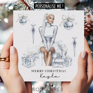 Bester Freund Weihnachtskarte, personalisierte Mode-Mädchen-Weihnachtskarte für sie, Bestie-Weihnachtskarte, Trendige spezielle Freund Frohe Weihnachtskarte