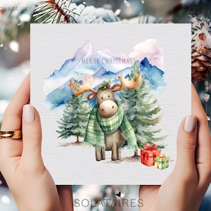 Personalisierte Weihnachtskarte,Waldland,Weihnachtskarte Elch,Tochter,Sohn,Enkelin,Nichte,Neffe,Schwester,Bruder,Freund