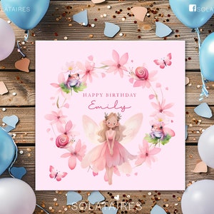 Tarjeta de cumpleaños de hada mágica rosa personalizada, niña especial, cumpleañera, regalo para niñas-hija/hermana/sobrina/nieta/amiga