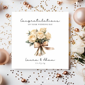 Tarjeta personalizada del día de la boda, Felicitaciones por su tarjeta del día de la boda, Tarjeta de novios recién casados, Tarjeta de pareja feliz del Sr. y la Sra., Regalo