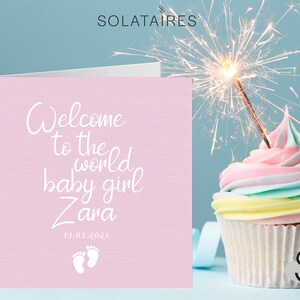 Nouvelle carte de bébé fille au Royaume-Uni, c'est une carte de fille, simple carte de voeux personnalisée de félicitations pour bébé fille, carte de bébé rose, carte de félicitations pour bébé fille