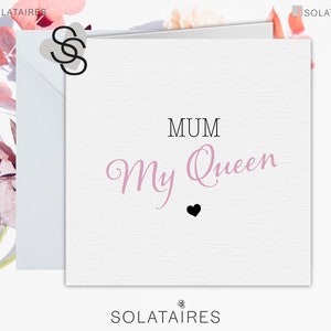 Tarjeta del Día de la Madre feliz para mamá Reino Unido, Tarjeta del día de la madre momia, Tarjeta del Día de la Madre para la hija, Tarjeta del Día de la Madre para mamá - My Queen