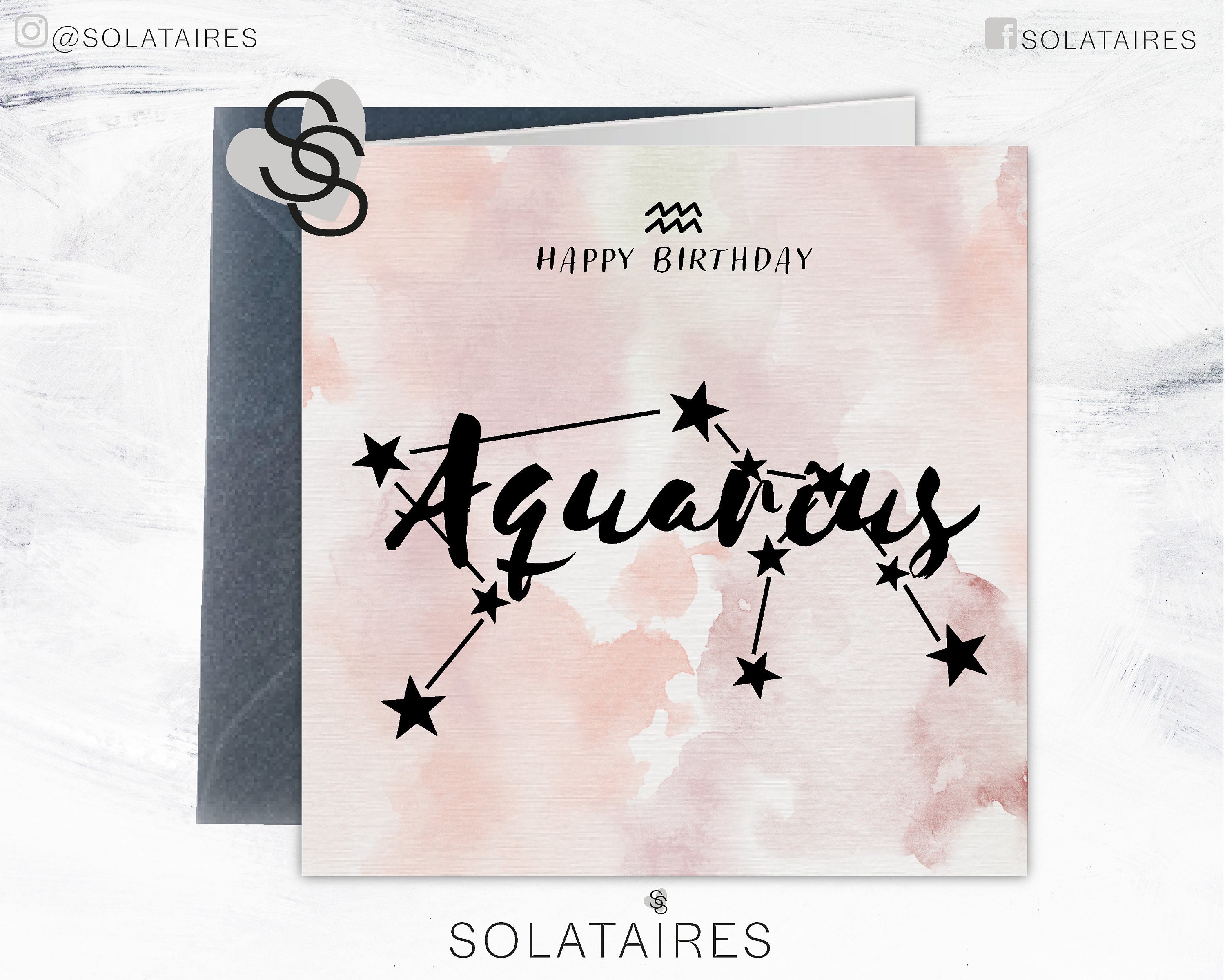 Aquarius Zodiac Sign Birthday Card UK Aquarius Horoscope - Etsy UK