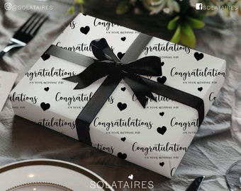 Congratulations on your Wedding Day Wrapping Paper & Gift tag For Bride and Groom,Simple Luxury Wrapping paper Sheets for bride and groom