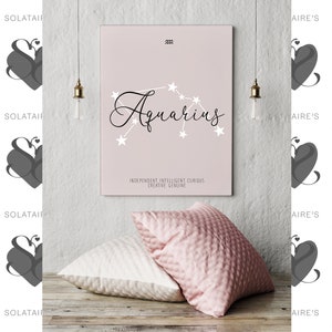 Aquarius Zodiac Sign Print,Aquarius Horoscope,Aquarius Print,Aquarius Gifts,Astrology Art Print,Celestial, Bedroom wall print,Home decor
