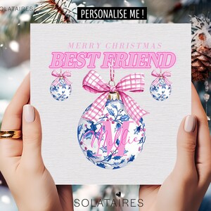 Carte de Noël meilleur ami, meilleure carte de Noël personnalisée rose, carte de Noël meilleur ami, cartes de Noël pour meilleur ami, cadeau secret du père Noël