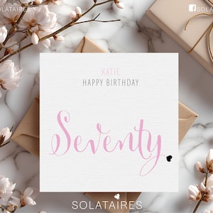 Carte personnalisée 70e anniversaire au Royaume-Uni, carte joyeux 70e anniversaire, 70 ans aujourd'hui, soixante-dix ans, carte d'anniversaire rose, carte d'anniversaire meilleur ami, carte jalon