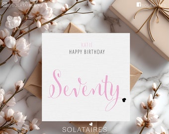 Personalised 70th Birthday Card UK,Happy 70th Birthday Card,70 Today,Seventy,Pink Birthday Card,Best Friend Birthday Card,Milestone Card