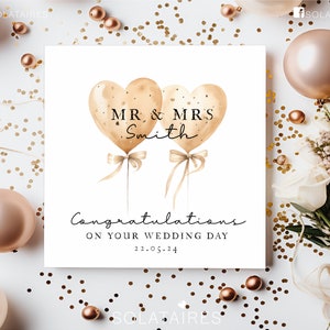 Carte de mariage personnalisée, Félicitations pour votre carte de mariage, Carte de joyeux mariage pour les jeunes mariés, Carte de couple heureux Juste marié