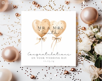 Personalised wedding day card,Congratulations on your wedding card,Happy wedding day card for bride and groom,Happy couple Just married card