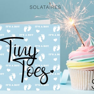 Neue Baby Jungen Karte UK, Blaue Tiny Toes Es ist A Junge Karte, Einfache Glückwünsche Baby Junge Grußkarte, Glückwünsche Baby Junge Karte für Tochter