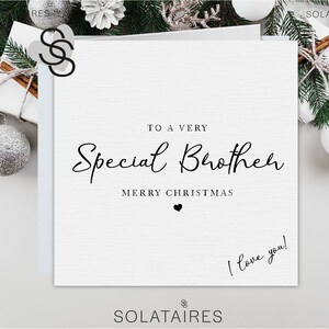 Tarjeta de Feliz Navidad Hermano, Te amo Hermano Tarjeta de Navidad, Tarjeta de Navidad Hermano, Tarjeta de lujo simple, Hermano Navidad, Te amo tarjeta Hermano