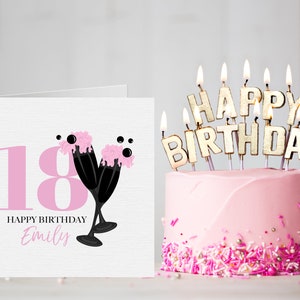 18th Birthday Card For Her Female Pink & Gold Floral Heels Design - Beautiful Birthday Card For 18 Year Old Teenage Kids Eighteen, Eighteenth