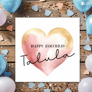 Biglietto di compleanno personalizzato con cuore in oro rosa, Bambina speciale, Ragazza di compleanno, Biglietto per età e nome: Figlia/Sorella/Nipote/Nipote/Amica