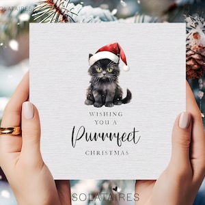 Christmas cat cards, Purrrfect Christmas, Cute Christmas cat card for cat lovers, Cats Xmas cards for special friend, Christmas cat pun card