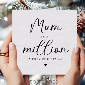 Tarjeta de Feliz Navidad para mamá, Tarjeta de Navidad para mamá en un millón, Tarjeta de Navidad para mamá, Tarjeta de lujo simple, Mamá, Tarjeta de Navidad para padres, Te amo mamá
