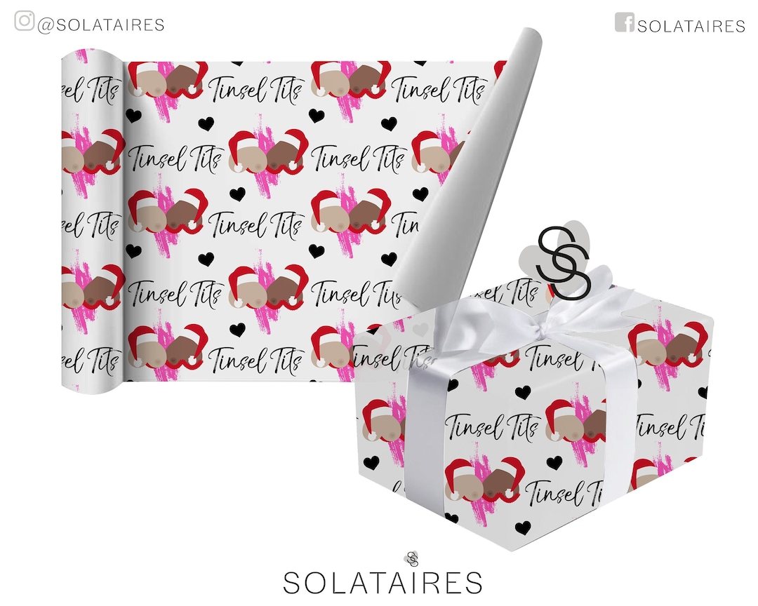 Christmas Wrapping Paper & Gift Tag for Her Uktinsel Tits Etsy