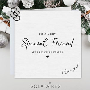 Feliz Navidad Tarjeta de amigo especial, Te amo Bestie Tarjeta de Navidad, Tarjeta de Navidad de amigo, Tarjeta de lujo simple, Navidad de amigo, Tarjeta de Navidad Bestie