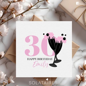 Pink 30th Birthday Card for her, personalised Happy 30th Birthday Card, 30 Today, Thirty, Milestone Birthday Card,Best Friend Birthday Card
