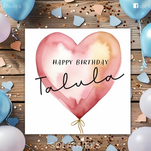 Biglietto di compleanno personalizzato con cuore di palloncino rosa, bambina speciale, compleanno ragazza, biglietto per età e nome: figlia/sorella/nipote/nipote/amica