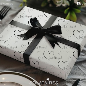 Papel de regalo y etiqueta de regalo para el día de la boda de recién casados para los novios, hojas de papel de regalo de lujo simples para el día de la boda de los novios