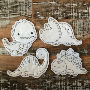 Cute Dinosaurs Flat Colouring Dolls Digital Embroidery Design
