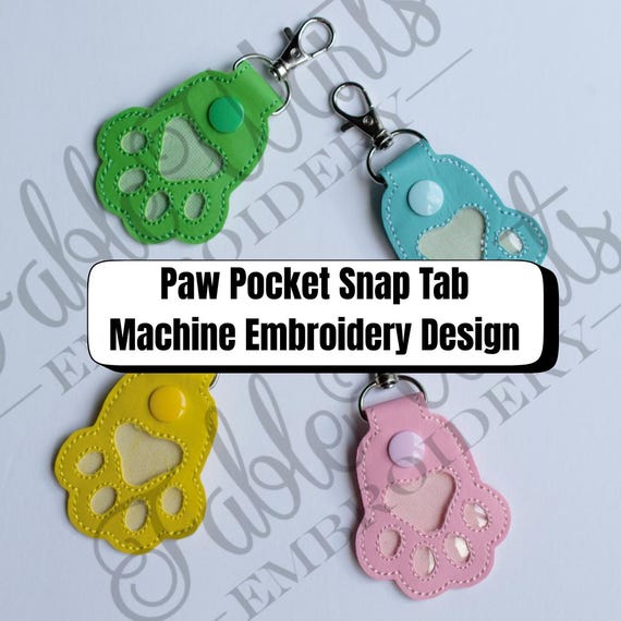 Paw Pocket Digital Embroidery Design | 4x4 Friendly | Pet Hair Keepsake | Paw Print Keychain Design | Machine Embroidery File