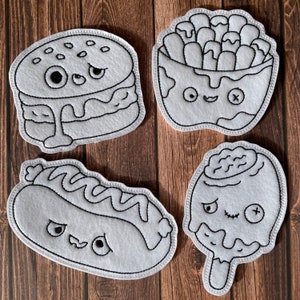 Zombie Food 1 Flat Coloring Dolls Digitale Stickdatei