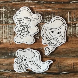 Cute Mermaids Flat Colouring Dolls Digital Embroidery Design