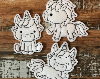 Cute Unicorns Flat Colouring Dolls Digital Embroidery Design