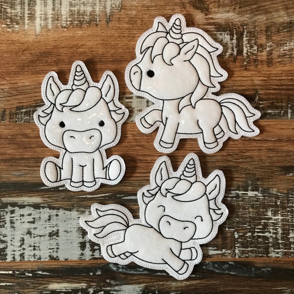 Cute Unicorns Flat Colouring Dolls Digital Embroidery Design