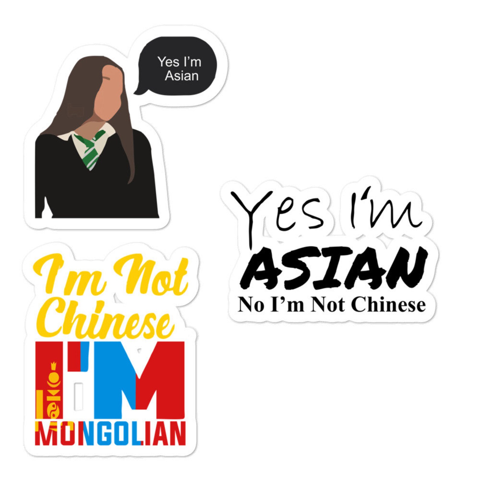 Yes I’m Asian stickers 3-in-one yes i’m asian | Etsy