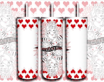Alice in Wonderland - Queen of Hearts 3D Wooden Skinny Tumbler 20oz Wr