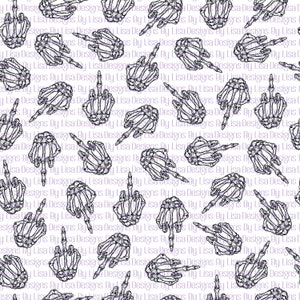 12&quot; x 12&quot; Skeleton Middle Finger Seamless Pattern, Digital Paper, Instant Digital Download, High Resolution PNG File