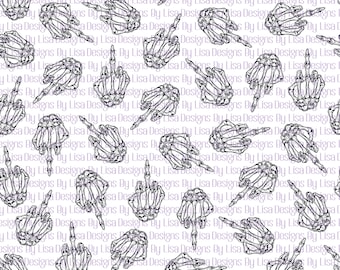 12" x 12" Skeleton Middle Finger Seamless Pattern, Digital Paper, Instant Digital Download, High Resolution PNG File