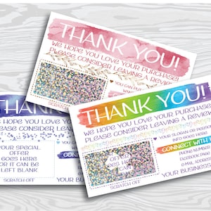 4.5&quot; x 2.75&quot; Double Sided Custom Scratch Off Cards, Thank You For Small Business, Customer Appreciation Gifts