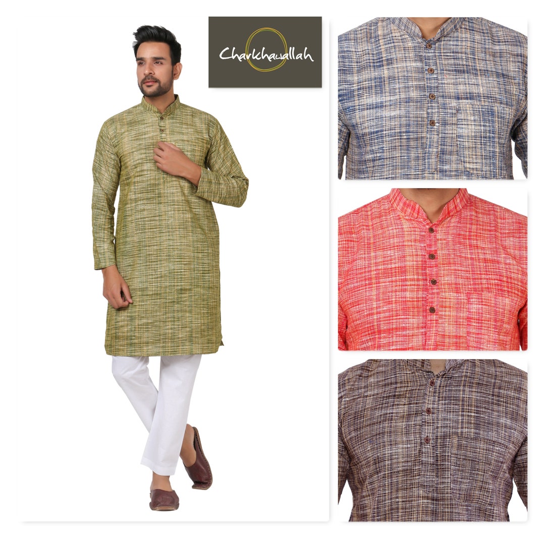 Men's Indian Khadi Kurta Pajama Set Etsy