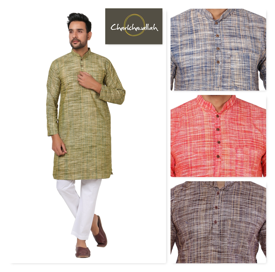 Men's Indian Khadi Kurta Pajama Set Etsy