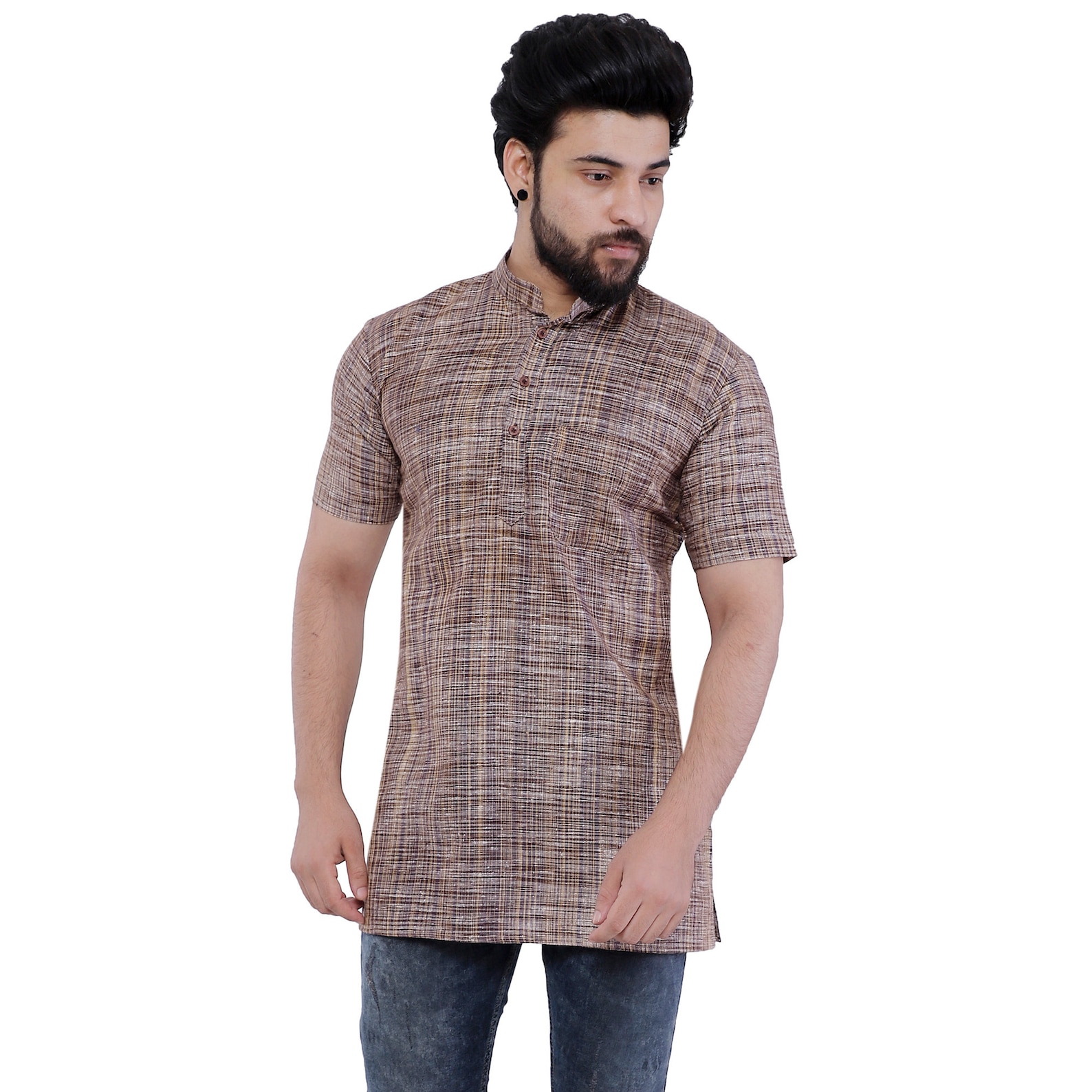 Men's Indian Khadi Short Kurta Etsy