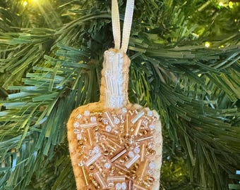 Beaded Felt Iced Coffee Ornament